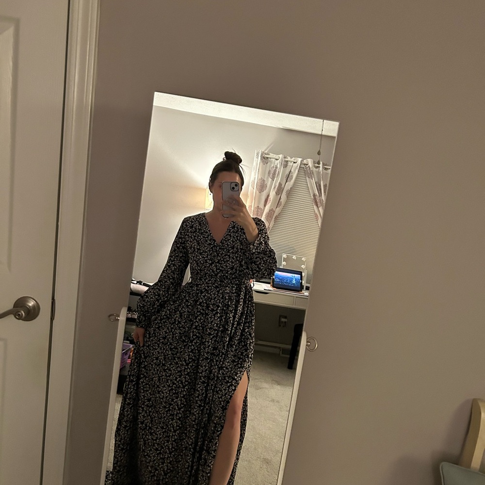 Floral Maxi Dress w/ Front Slit from Pink Lily